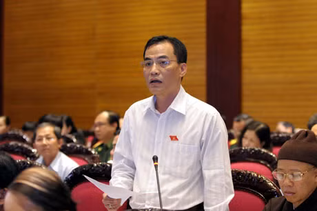 Đại biểu Trần Văn Minh Phó trưởng Đoàn ĐBQH tỉnh chất vấn Bộ trưởng Bộ nông nghiệp và phát triển nông thôn Cao Đức Phát.