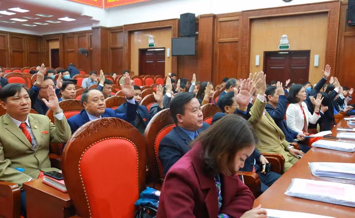 Các đại biểu HĐND TP biểu quyết thông qua các nghị quyết.