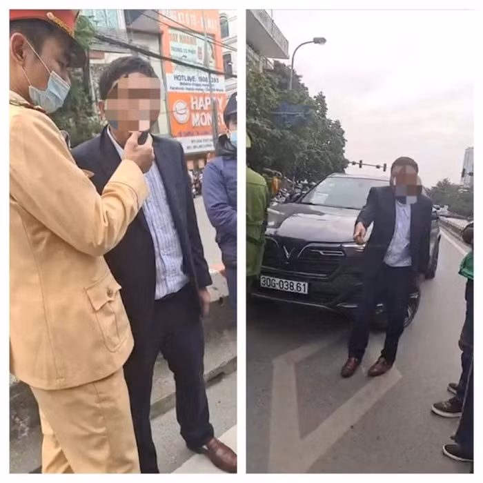 Tài xế ô tô VinFast say rượu, đâm vào đuôi xe taxi và định bỏ chạy khỏi hiện trường nhưng CSGT đã có mặt, lập biên bản xử lý vi phạm
