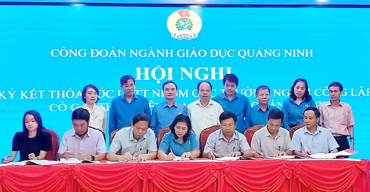 Công đoàn ngành Giáo dục Quảng Ninh ký kết thỏa ước lao động tập thể nhóm với các đơn vị ngoài công lập có cấp THPT.
