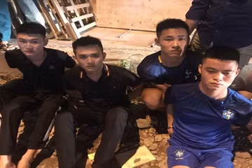 Nhóm thanh niên gây án bị bắt giữ khi lẩn trốn tại Bình Dương. Ảnh: Công an Phú Thọ.