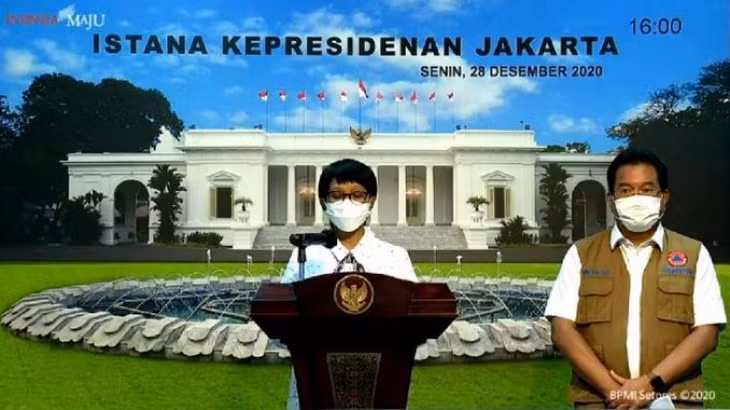 Ngoại trưởng Indonesia, bà Retno Marsudi trong cuộc họp báo ngày 28/12. (Nguồn: Ban thư ký Tổng thống).