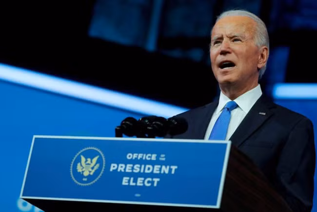 Tổng thống đắc cử Joe Biden phát biểu trước toàn quốc sau khi cử tri đoàn xác nhận kết quả bỏ phiếu ngày 14/12 - Ảnh: Reuters