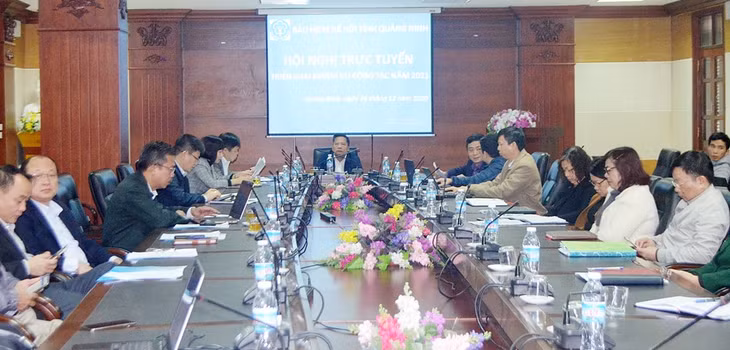 Quang cảnh hội nghị trực tuyến tại điểm cầu Quảng Ninh.