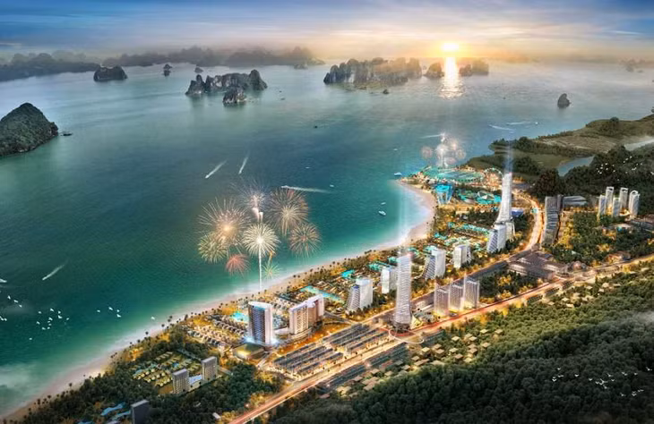 Phối cảnh Tổ hợp du lịch nghỉ dưỡng Sonasea Vân Đồn Harbor City thuộc quy hoạch phân khu tỷ lệ 1/2.000 khu vực Cái Rồng. Ảnh: Mạnh Trường.