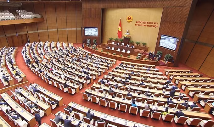 Quốc hội làm việc tại Hội trường. Ảnh: TH.