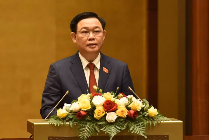 Chủ tịch Quốc hội Vương Đình Huệ phát biểu nhậm chức. Ảnh: TRẦN HẢI.