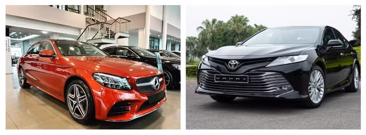Mercedes-Benz C180 AMG và Toyota Camry 2.5Q hiện đều được nâng cấp về ngoại hình