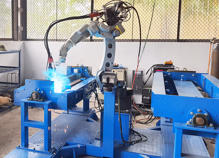 Robot hàn tự động của Công ty CP cơ khí Hoàng Long có tính chính xác cao, công suất gấp 4 lần thông thường.
