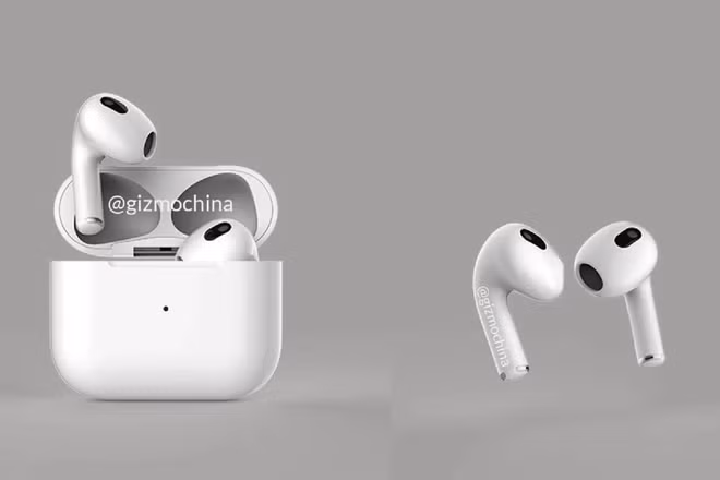 Thiết kế của AirPods 3 khá giống AirPods Pro. Ảnh: Gizmochina.