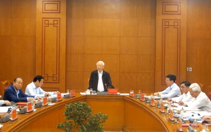 Tổng Bí thư, Chủ tịch nước Nguyễn Phú Trọng, Trưởng Ban Chỉ đạo chủ trì, kết luận cuộc họp.