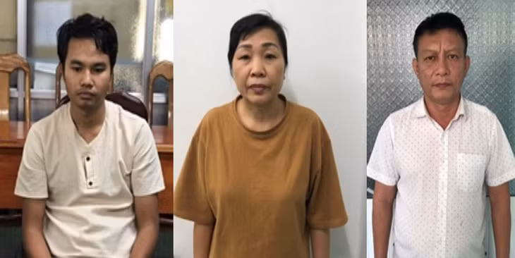 Đối tượng Vũ Văn Quý, Hoàng Thị Tâm và Ngô Văn Trọng. Ảnh: Công an tỉnh An Giang cung cấp/TTXVN phát