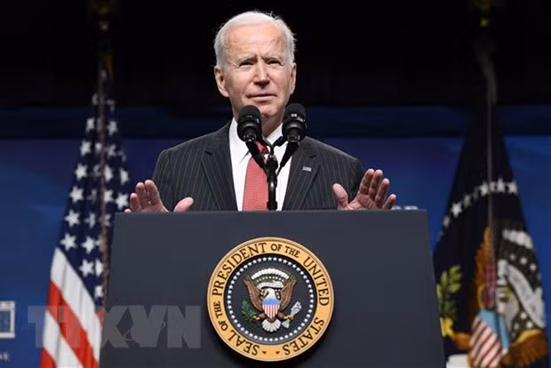 Tổng thống Mỹ Joe Biden phát biểu tại Washington, DC. (Ảnh: AFP/TTXVN)