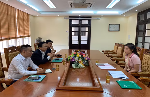 Bà Trần Huyền Trang - Tân Phó giám đốc Sở Kế hoạch và Đầu tư Vĩnh Phúc trong một buổi làm việc với đoàn công tác Hàn Quốc. (Ảnh: Sở KH-ĐT Vĩnh Phúc)