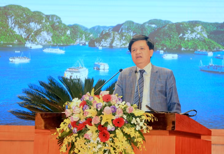 Đồng chí Tạ Đình Thi, Tổng cục Trưởng Tổng cục Biển và Hải đảo Việt Nam, phát biểu tại Hội nghị.