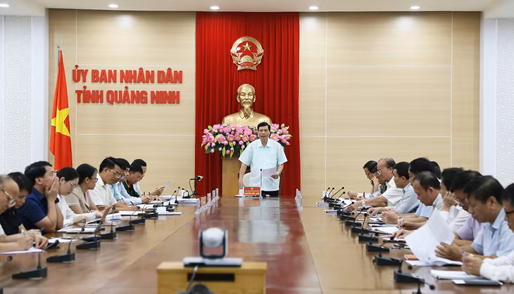 Đồng chí Nguyễn Đức Long, Phó Bí thư Tinh ủy, Chủ tịch UBND tỉnh, phát biểu chỉ đạo tại cuộc họp.