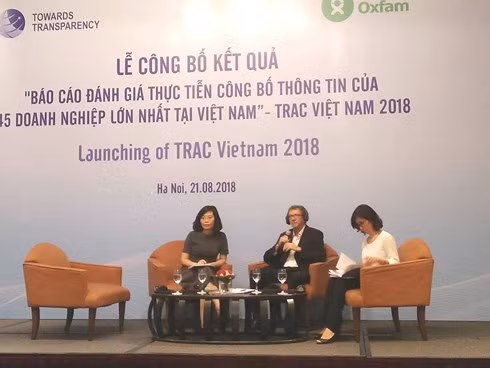 Lễ công bố báo cáo đánh giá thực tiễn công bố thông tin của 45 doanh nghiệp lớn nhất Việt Nam.