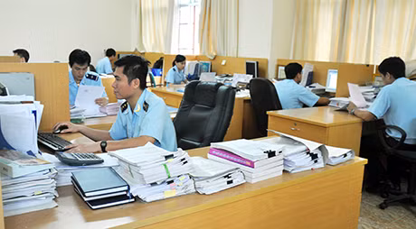 CBCC Chi cục Kiểm tra sau thông quan kiểm tra hồ sơ của các doanh nghiệp tham gia hoạt động XNK.