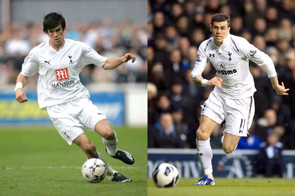 Từ 2007 (trái) đến 2013, Bale đã thay đổi quá nhiều.