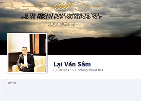 Tài khoản facebook Lại Văn Sâm giả mạo.