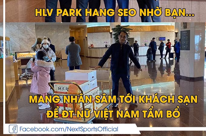 HLV Park Hang Seo nhờ bạn mang nhân sâm đến khách sạn để ĐT nữ Việt Nam bồi bổ ở Hàn Quốc - Ảnh: Next Sports