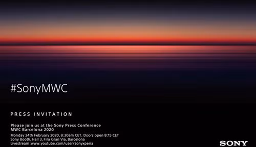 Thư mời sự kiện ra mắt sản phẩm mới tại MWC 2020 của Sony.