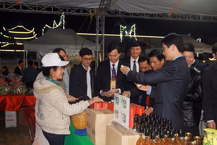 Lãnh đạo TX Đông Triều tham quan các gian hàng tại lễ hội