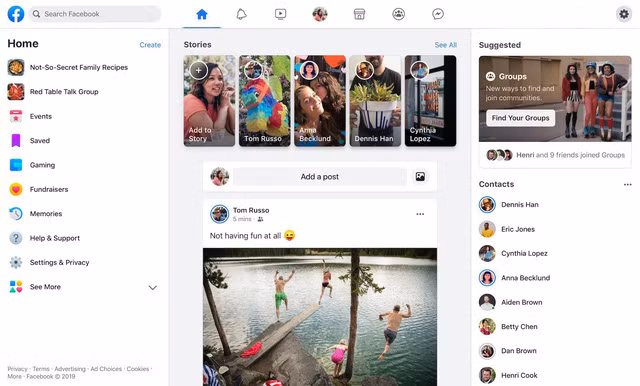 Giao diện mới của Facebook trên bản desktop