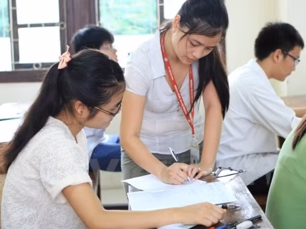 Thí sinh dự tuyển vào các trường đại học . (Ảnh: Xuân Mai/Vietnam+)