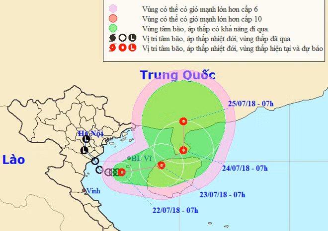 Hướng di chuyển của áp thấp nhiệt đới. Ảnh: NCHMF.