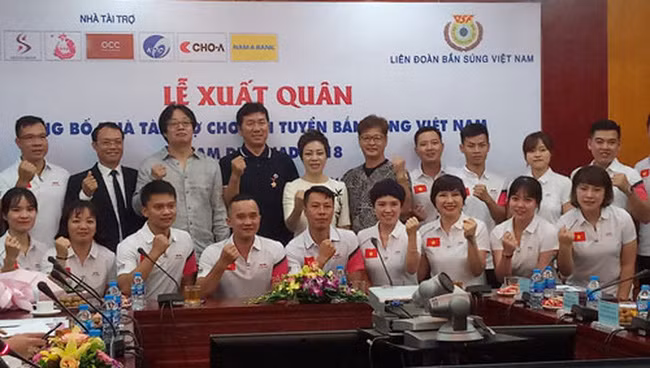 Đội tuyển Bắn súng Việt Nam tại lễ xuất quân dự ASIAD 2018. Nguồn ảnh: VTV.vn