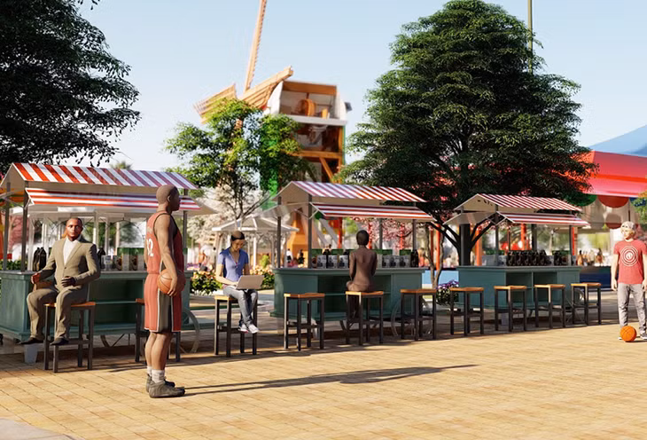 Mô hình kiot bán hàng lưu động tại khu vực phố thương mại Uông Bí