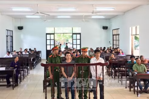 Sơn (áo trắng) và Dân trước vành móng ngựa