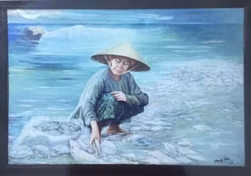 Bức tranh "Biển chết" của tác giả Nguyễn Nhân đang gây tranh cãi.