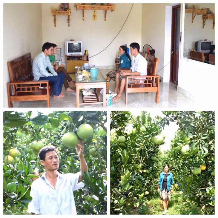 Sau khi thoát nghèo vợ chồng anh Bình, thôn Hà Tràng Đông được hỗ rợ xây nhà mới và làm vườn mẫu