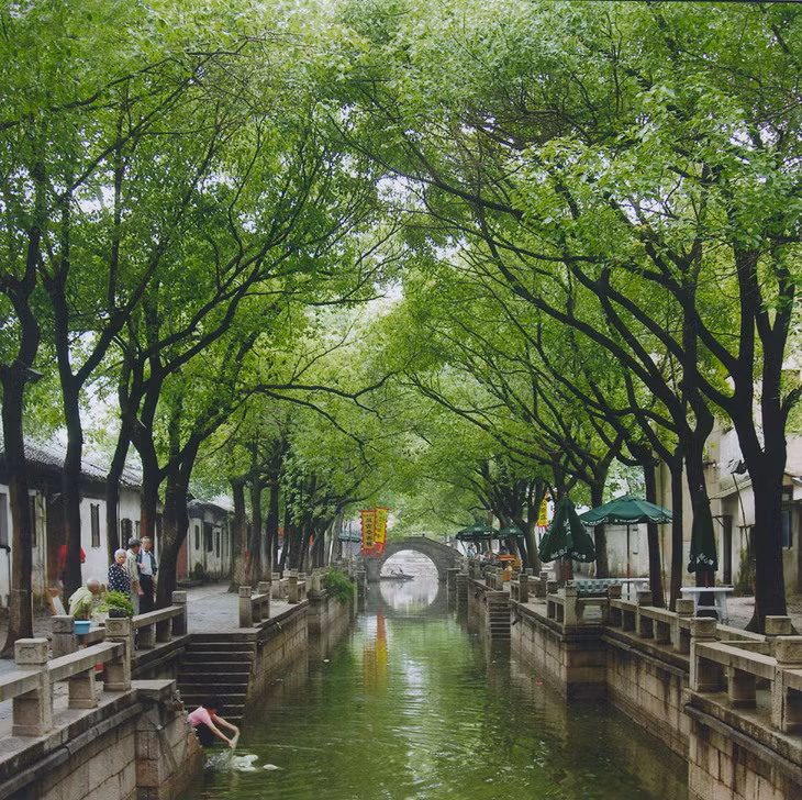Đồng Lý (Giang Tô): Được mệnh danh là “Venice của phương Đông”, Đồng Lý có hệ thống kênh đào ấn tượng và vườn cổ Tô Châu Viên Lâm nổi tiếng. Thực chất, cổ trấn này được xây dựng trên 15 hòn đảo nhỏ và nối với nhau bằng hơn 50 cây cầu được xây dựng qua nhiều thời kỳ lịch sử. Ảnh: Access China Travel.