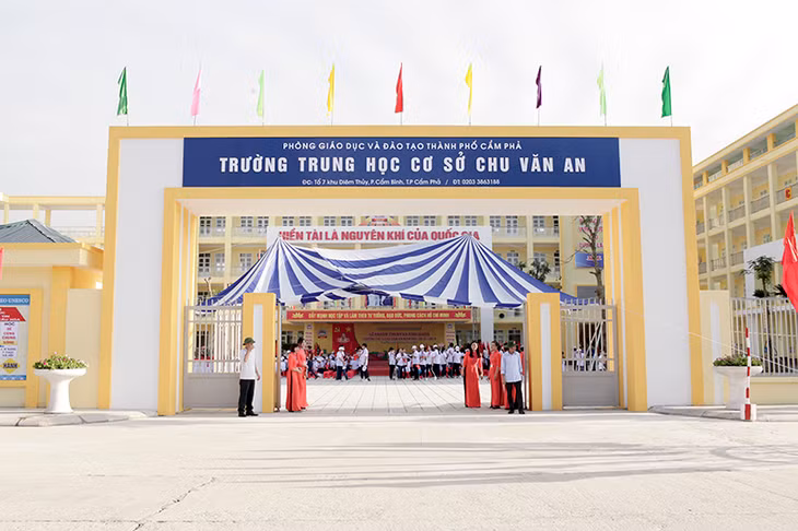 Trường THCS Chu Văn An, một trong những công trình xây dựng cơ bản được hoàn thành trong năm 2018