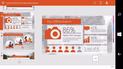 PowerPoint trên smartphone Windows 10. Ảnh minh họa