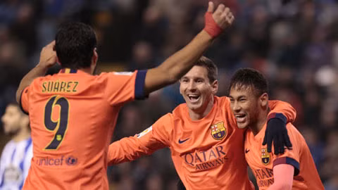 Messi, Suarez và Neymar đóng góp tới 2/3 số bàn thắng của Barca tại La Liga