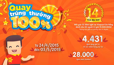 VinMart triển khai chương trình “Quay trúng thưởng 100%” tri ân khách hàng