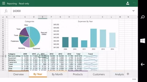 Excel trên smartphone Windows 10.