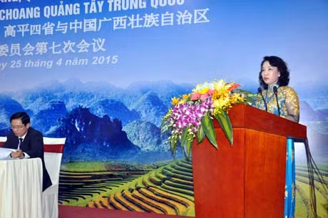 Đồng chí Vũ Thị Thu Thủy, Phó Chủ tịch UBND tỉnh Quảng Ninh phát biểu tại hội nghị