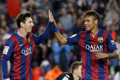 Messi và Neymar ăn mừng bàn thắng vào lưới Getafe - Ảnh: Reuters