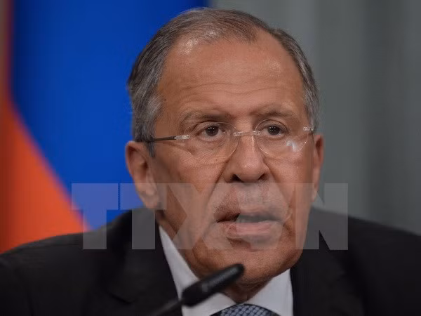 Ngoại trưởng Nga Sergei Lavrov phát biểu tại một cuộc họp báo ở Moskva, Nga. (Nguồn: AFP/TTXVN)