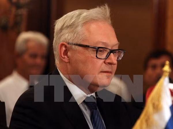 Thứ trưởng Ngoại giao Nga Sergei Ryabkov trong cuộc họp báo ở Damascus của Syria ngày 28/6 vừa qua. (Ảnh: EPA/TTXVN)