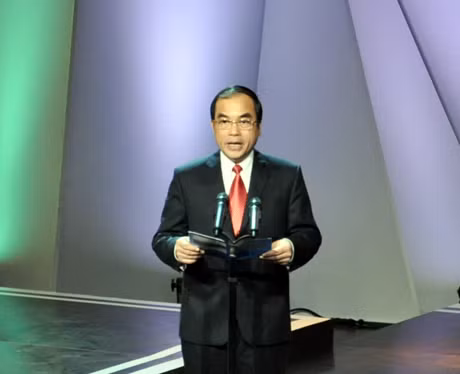 PGS.TS Vũ Văn Phúc, Tổng Biên tập Tạp chí Cộng sản, Ủy viên Hội đồng lý luận Trung ương phát biểu đề dẫn hội thảo