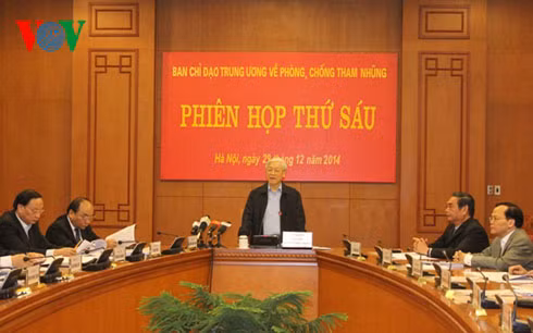 Tổng Bí thư Nguyễn Phú Trọng, Trưởng Ban Ban Chỉ đạo Trung ương về phòng, chống tham nhũng phát biểu tại phiên họp