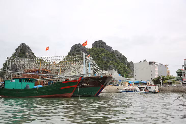 Khu vực mặt nước, luồng tàu khách vào ra cảng vẫn có khá đông tàu của ngư dân néo chắn ngang.