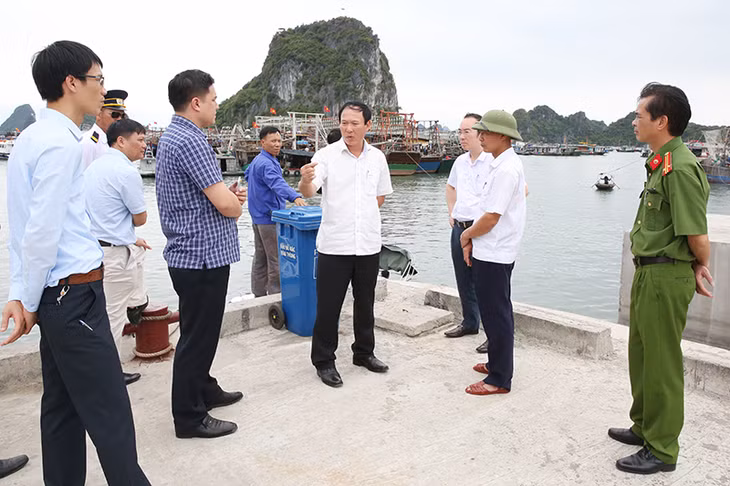 Để tăng cường đảm bảo ATGT cho các phương tiện tàu khách hoạt động, ngày 27/4 lãnh đạo huyện Vân Đồn đã có mặt tại Cảng tàu khách Cái Rồng chỉ đạo, sắp xếp lại vị trí neo đậu tàu thuyền, tạo điều kiện cho tàu khách hoạt động.