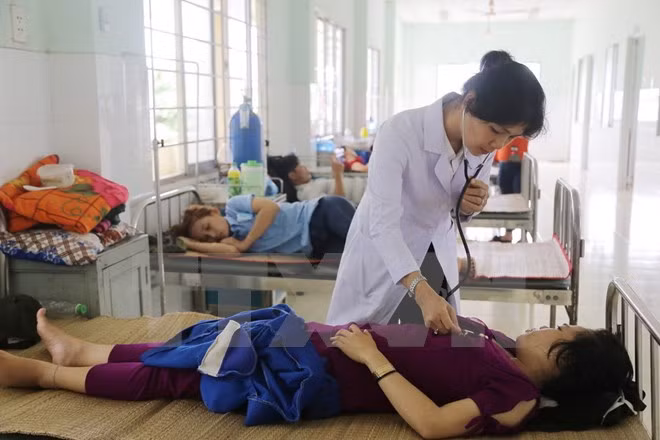 Khám cho bệnh nhân nhập viện nghi ngộ độc thực phẩm. (Ảnh minh họa: Nam Thái/TTXVN)
